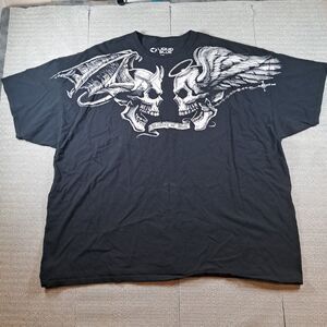 Heaven Or Hell T Shirt  Mens 6XL  Skull With Wings Sleeve 2008 Liquid Blue